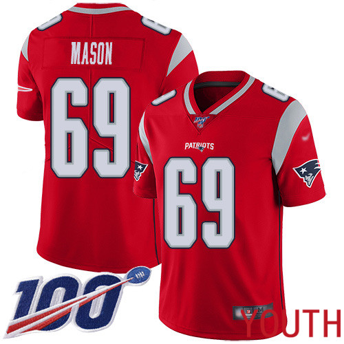 New England Patriots Football #69 100th Season Inverted Legend Limited Red Youth Shaq Mason NFL Jersey->youth nfl jersey->Youth Jersey